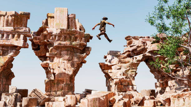 istock Explorer and archaeologist, worlds disappeared.  Ancient civilizations. Temples and structures 1562890881