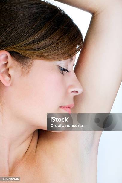 Young Woman Smelling Her Armpit Stock Photo - Download Image Now - Adult, Adults Only, Armpit
