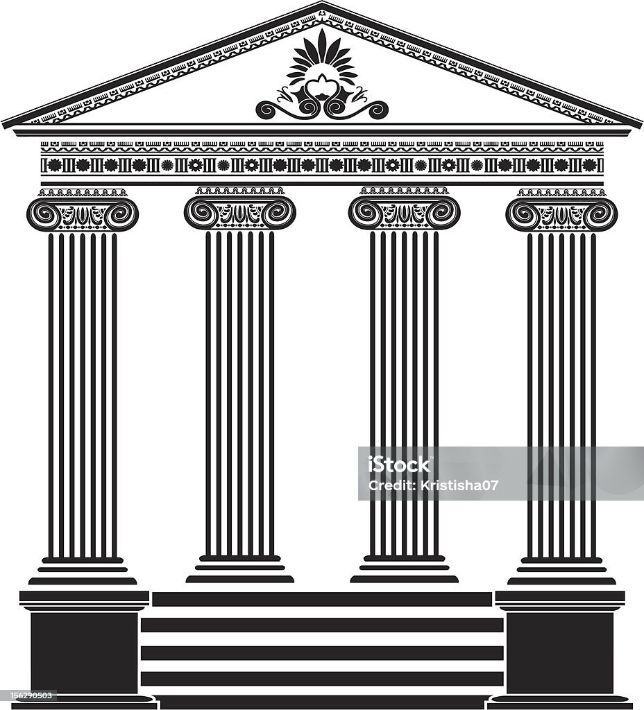 Templo griego plantillas tercera variante - arte vectorial de Frontón - Característica arquitectónica libre de derechos