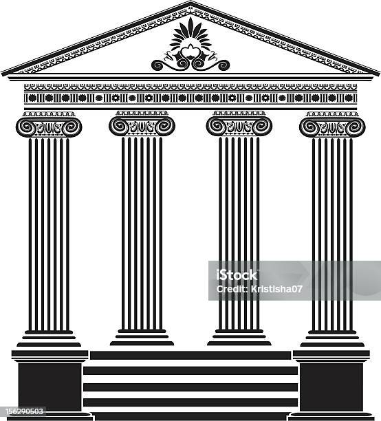 Temple Grec Variante De Pochoir Troisième Vecteurs libres de droits et plus d'images vectorielles de Fronton - Fronton, Colonne architecturale, Bâtiment vu de l'extérieur