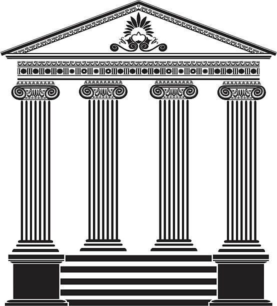 그리스 관자놀이 스텐실 세 번째 변형 - greek culture italian culture architecture colonnade stock illustrations