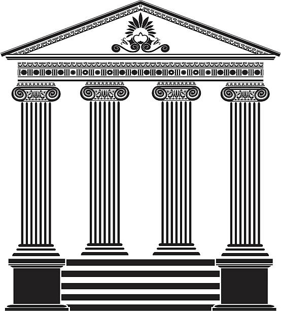 Greek temple stencil third variant vector art illustration
