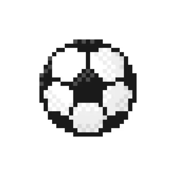 Vector illustration of Pixel art design of soccer ball icon, football symbol isolated on white