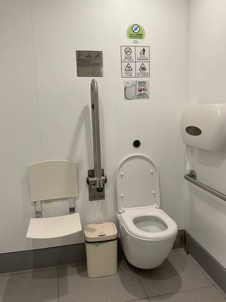 Folding chairs in toilet for the disabled
