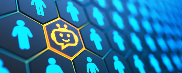 istock Chatbot on the crowd people background. Artificial intelligence helps people. 3d Illustration 1562930062