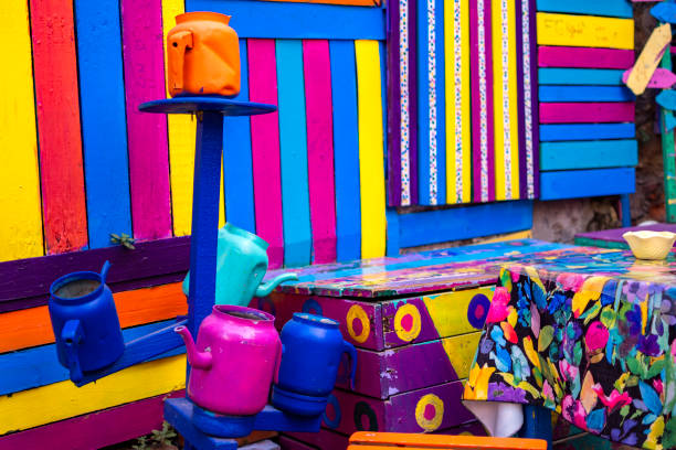 Colorful abstract details on wood