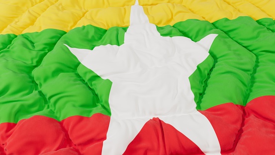 Myanmar Flag High Details Wavy Background