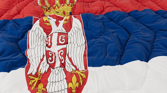 Golden Russian coat of arms on a white background. Coat of arms of Russia is the official state symbol of the Russian Federation and Russian Empire in history.