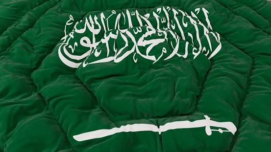 Flag of Saudi Arabia, background with fabric texture