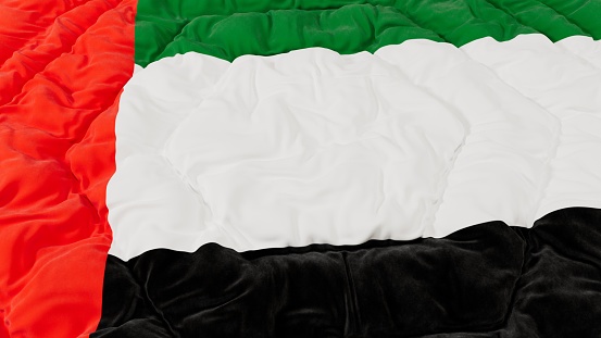 United Arab Emirates Flag High Details Wavy Background