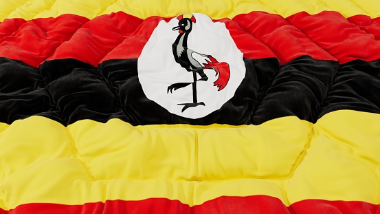 Uganda Flag High Details Wavy Background