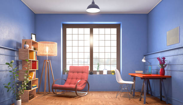istock Living room with rest zone and workplace. 3d illustration 1562960986