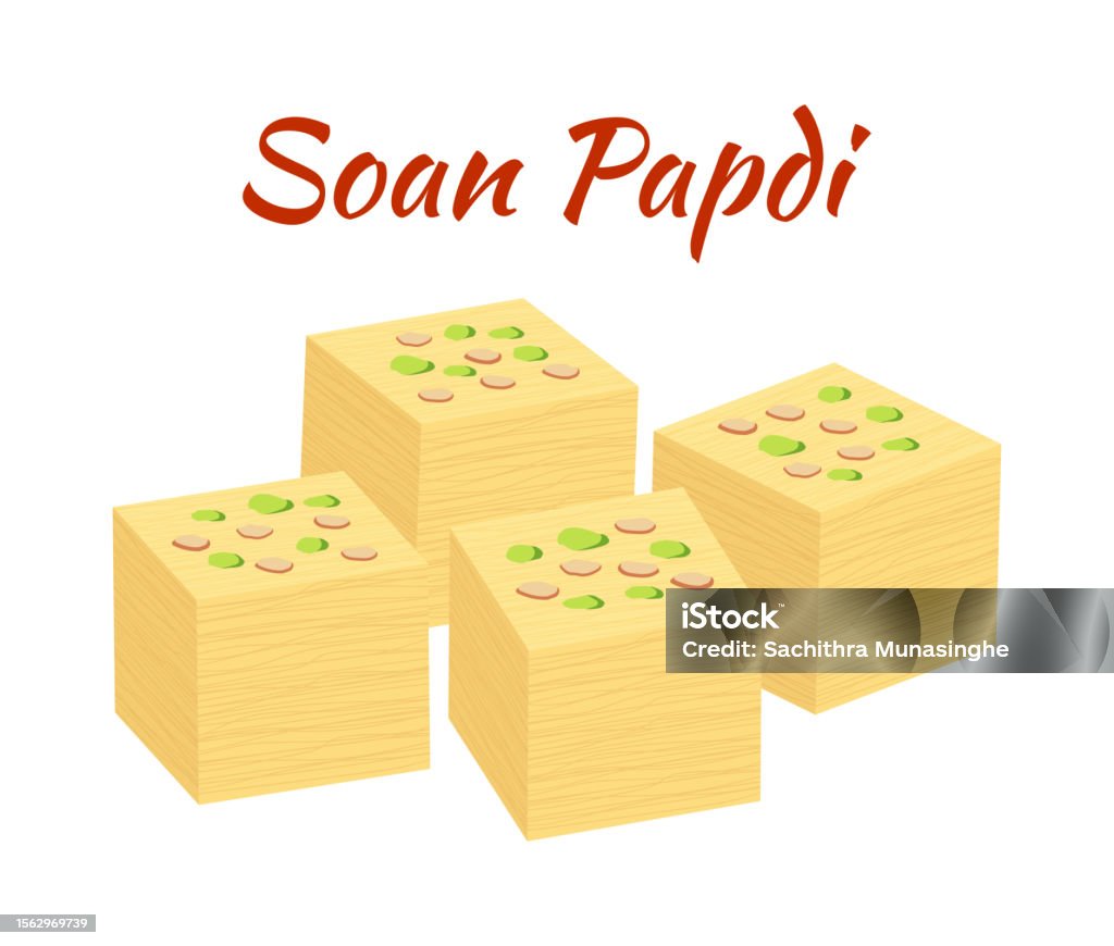 Soan Soan Papdi Indian Dessert Stock Illustration - Download Image Now ...