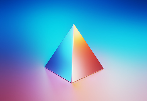 Abstract 3D Triangle Shine  Color Geometric Shape with Matte Plane Background 8K Resolution