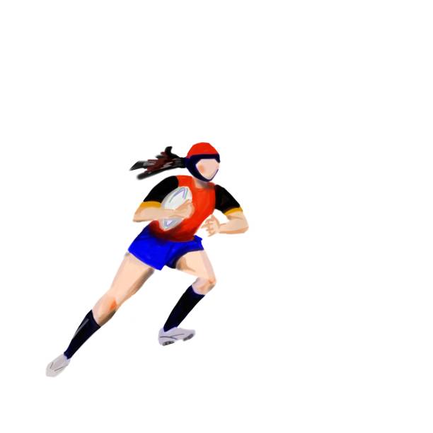 dziewczyna biegająca z piłką do rugby - girl power powiedzenie angielskie ilustracje stock illustrations