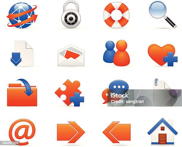 Icone Di Internet E Del Sito Web - Immagini vettoriali stock e altre immagini di Arancione - Arancione, Blu, E-Mail