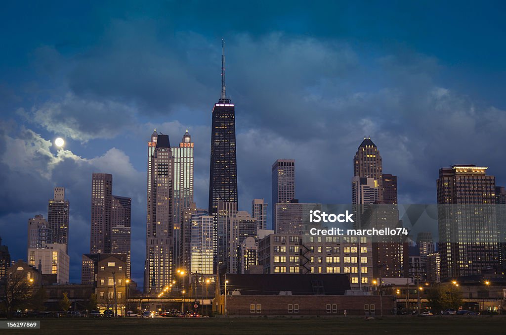 Cidade de Chicago skyline - Royalty-free Anoitecer Foto de stock