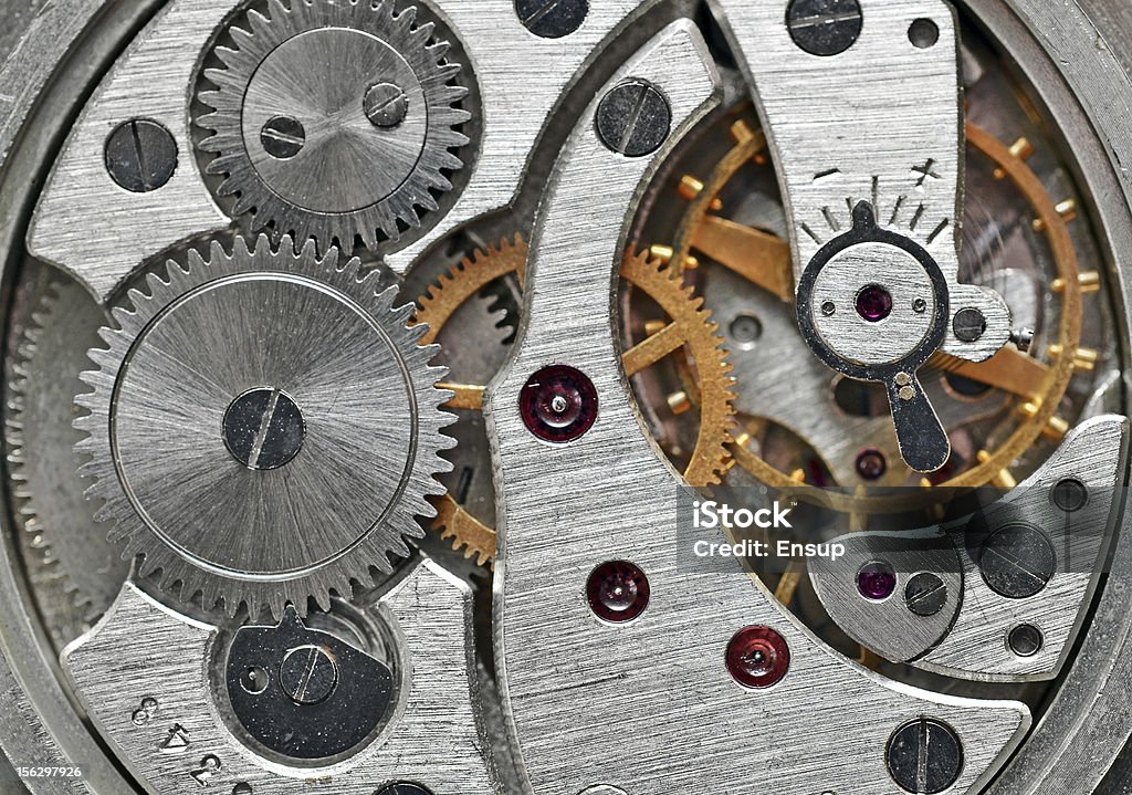 Mecânico gears close-up - Foto de stock de Antigo royalty-free