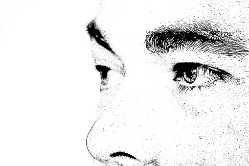 Sketch of a an extreme closeup of a businessman eyes