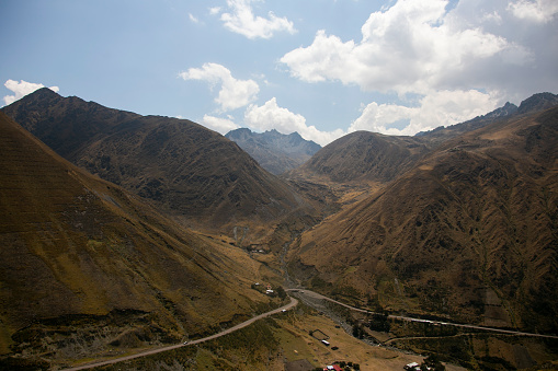Views of the sacred valley in Peru from the highest point of the mountain range in Abra Malaga.