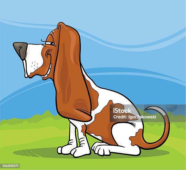 Vetores de Basset Cachorro Ilustração Cartoon e mais imagens de Basset - Cão de Caça - Basset - Cão de Caça, Vector, Animal