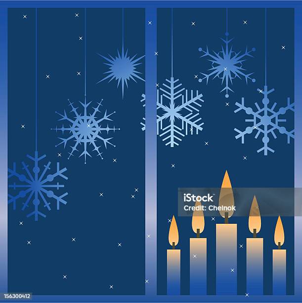 Вектор Зимний Период — стоковая векторная графика и другие изображения на тему Окно - Окно, Свеча, Рождество