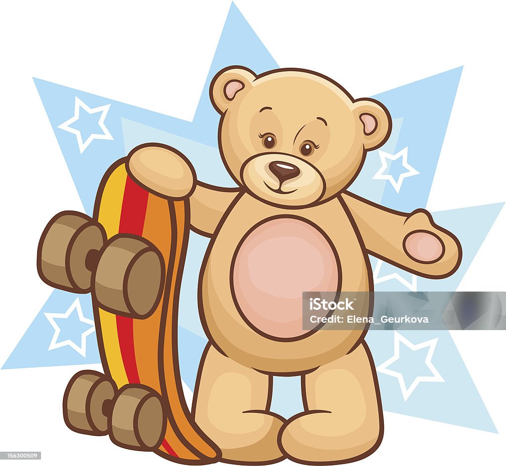 Плюшевый медведь с Скейтборд - Векторная графика Скейтборд роялти-фри