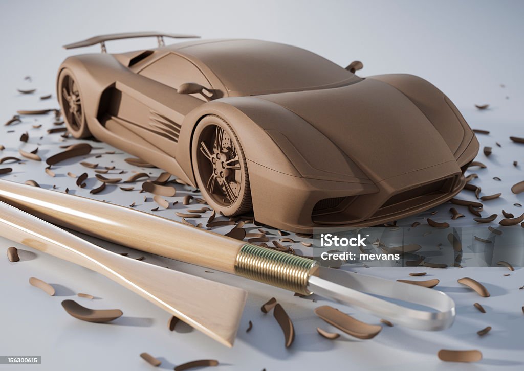 Automotive Design A clay concept model of a sports car. Unique design, modelled entirely by myself. Very high resolution 3D render. All markings are fictitious. Car Stock Photo