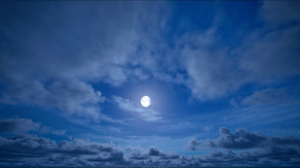 istock Full moon night and starry sky with moving clouds 1563006355