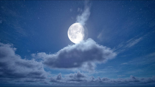 istock Full moon night and starry sky with moving clouds 1563006360