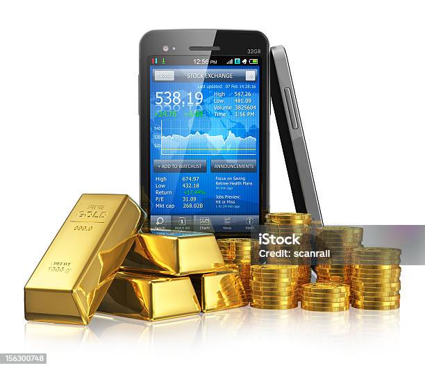 Stock Market Trading Concept Stock Photo - Download Image Now - Ingot, Smart Phone, Stock Market and Exchange