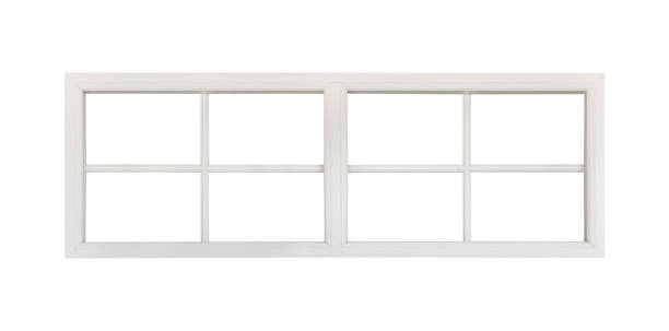 istock Real vintage house window frame isolated on white background 1563008147