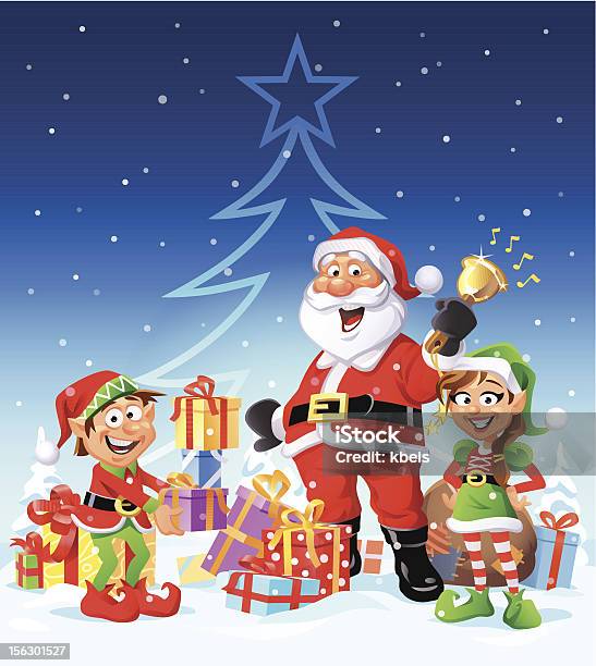 Joyeux Noël Tout Le Monde Vecteurs libres de droits et plus d'images vectorielles de Père Noël - Père Noël, Sac de jute, Arbre