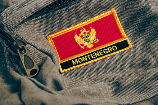 Montenegro flag chevron on khaki backpack