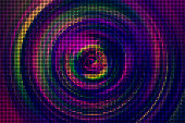 Abstract Mosaic Circle Concentric Colorful Glitter Background Futuristic Metaverse Web3 NFT Led Light Connection Technology Neon Geometric Dot Pixel Spectrum Tile Texture Striped Swirl Pattern Vitality Reflection Focus Tunnel Glamour Radio Wave Close-up