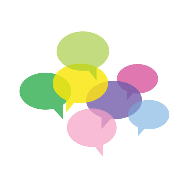 Colorful transparent conversation Speech bubbles vector art illustration