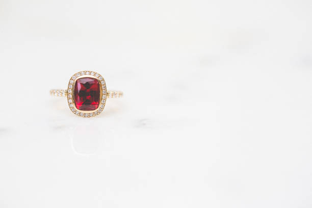 Red coral silver ring in the nature