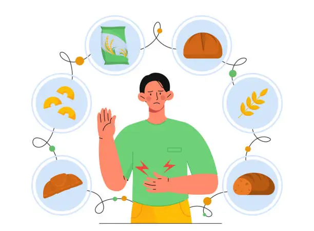 Vector illustration of Man with gluten vector concept