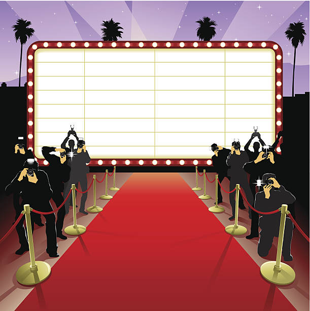 Red Carpet A red carpet treatment for a glamorous person.  paparazzi photographer illustrations stock illustrations