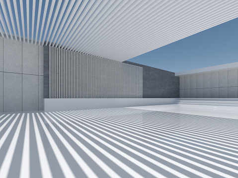 Blue cube architecture modern background. 3d rendering