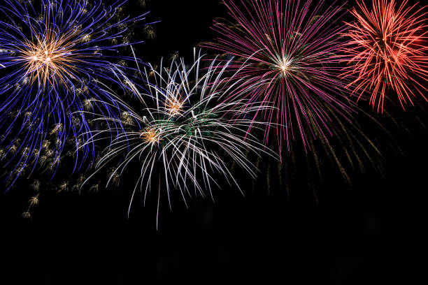 Colorful Fireworks Display Against the Night Sky stock photo