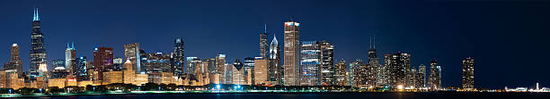 Full Chicago Skyline Panoramic composite stock photo