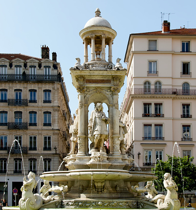 Beautiful french fountain in Lyon called \