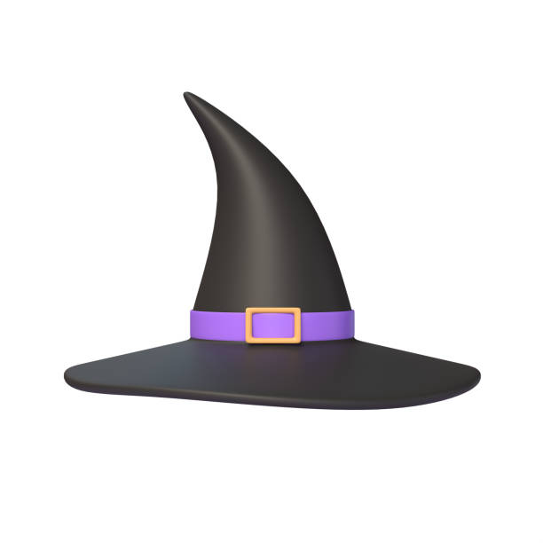 istock 3D witch hat in cartoon style. design element for halloween holiday. illustration isolated on white background. 3d rendering 1563153808