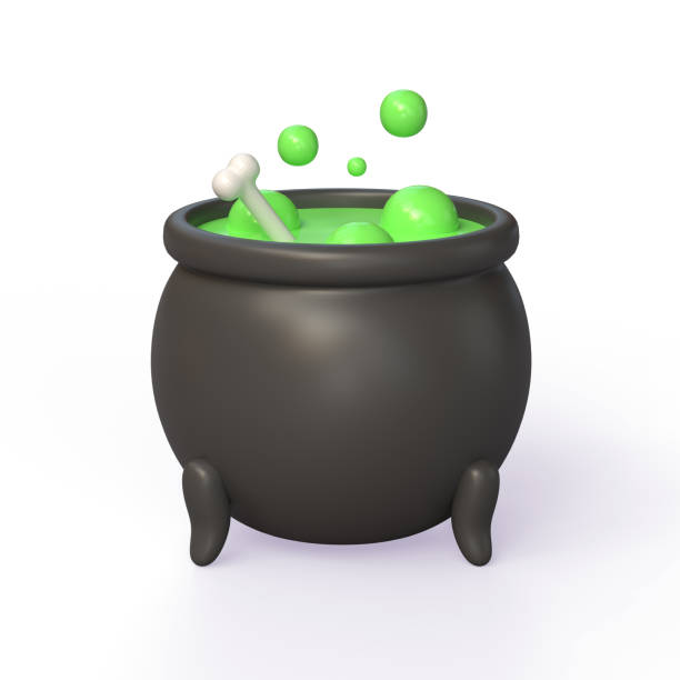 istock A cauldron of green magic, simmering with a charming bubble potion or witch's soup with poisonous poison. An item with a Halloween, horror or fantasy theme. 3d render illustration 1563153810