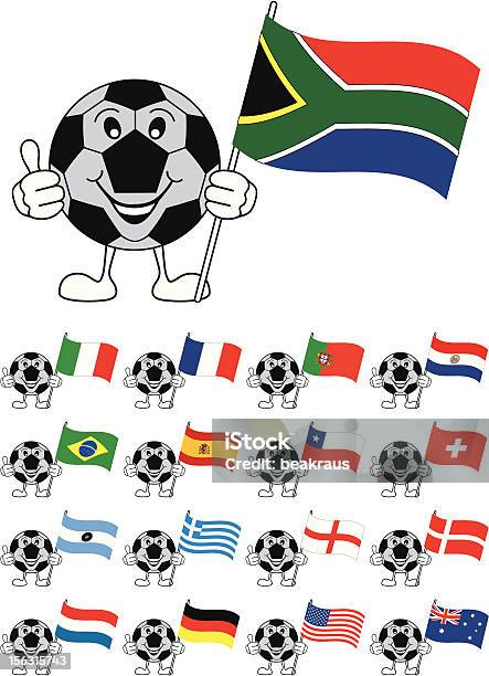 Mascotte Avec Drapeaux De Ballon De Football Vecteurs libres de droits et plus d'images vectorielles de Championnat mondial de football - Championnat mondial de football, Brésil, Argentine