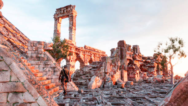 Explorer and archaeologist, worlds disappeared.  Ancient civilizations. Temples and structures. Maya pyramid