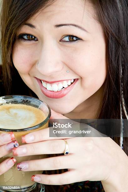 Beautiful Girl Drinking Latte Stock Photo - Download Image Now - 20-29 Years, Adult, Beautiful People