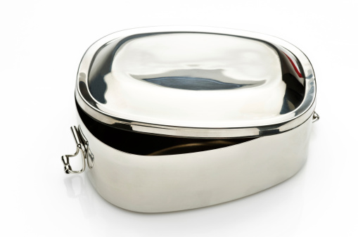 Stainless Steel Lunch Box on white background