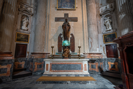 Cadiz, Spain - Apr 9, 2019: Chapel of the Most Sacred Heart of Jesus (Sagrado Corazon de Jesus) at Cadiz Cathedral - Cadiz, Andalusia, Spain